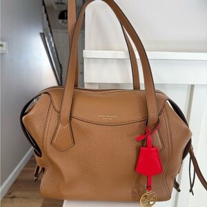 Tory Burch Pebbled Brown Satchel